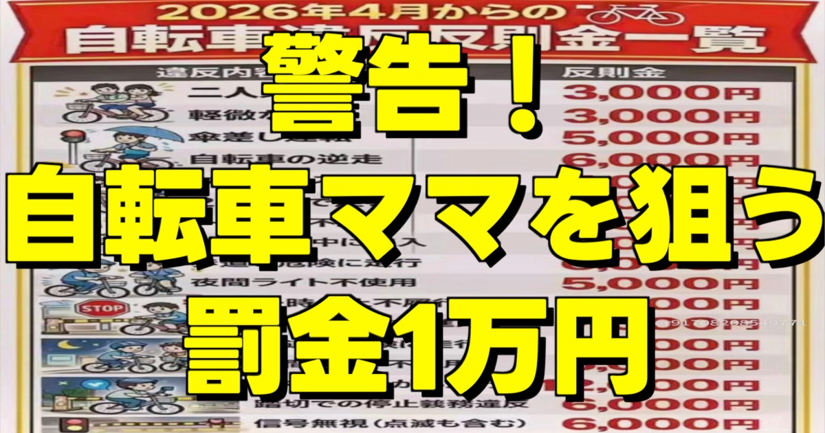 自転車の罰金一覧を網羅した画像です。